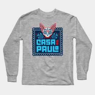 Casa de Paulo Logo on Blue Long Sleeve T-Shirt